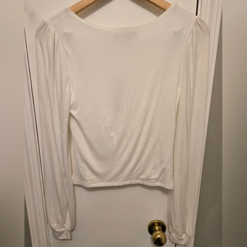 Lulus Long Sleeve Crop  Blouse Off-White Size Medium - Picture 8 of 11
